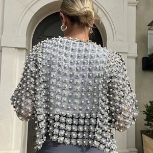 Elegant Silver Beaded blouse